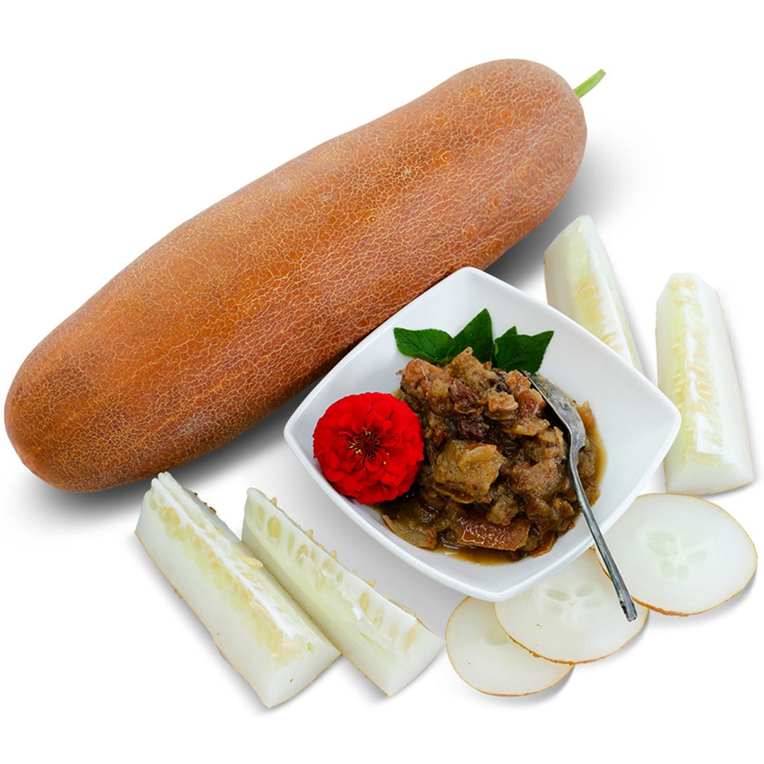 Gagon Cucumber with slices on a white background.