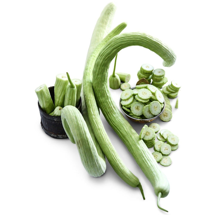 Indian Snake Cucumber on a white background.