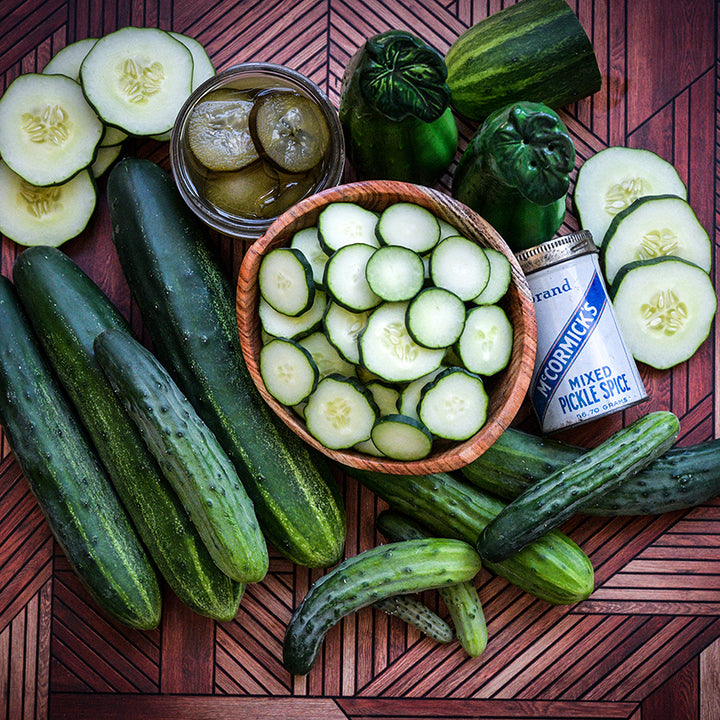 Marketmore 76 Cucumbers sliced and pickled.