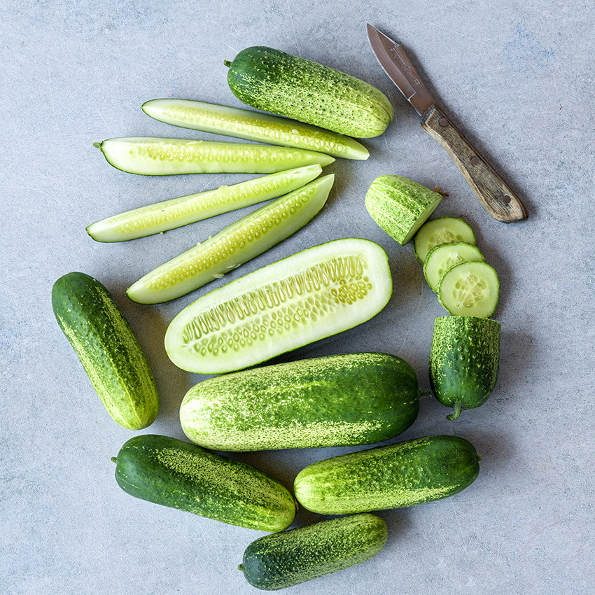 Monica Cucumbers; halved, sliced and quartered.
