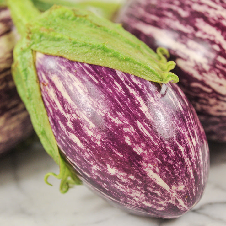 Close-up Listada De Gandia Eggplant.