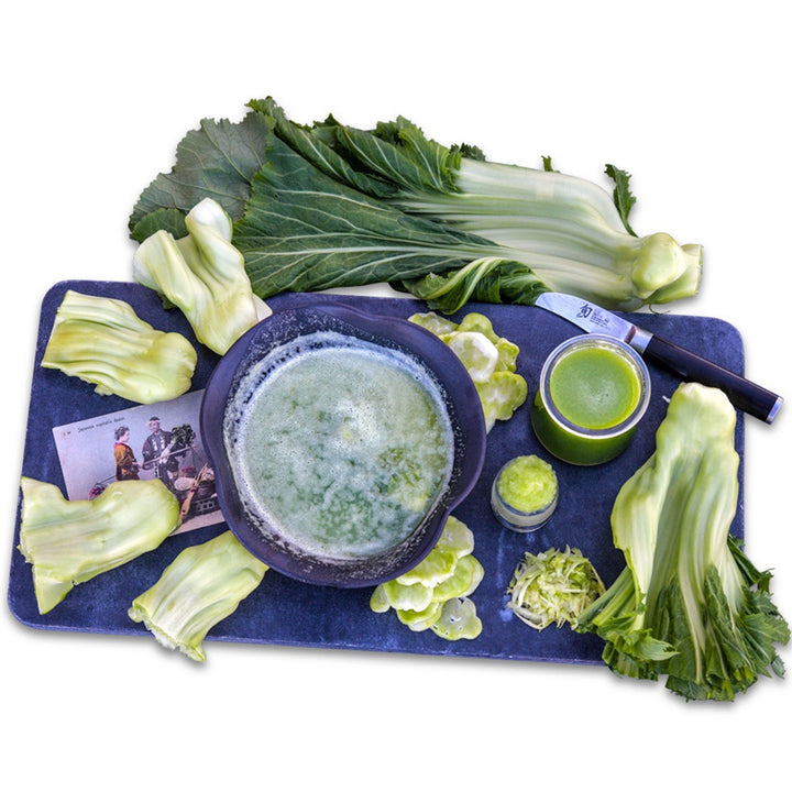 Unzen Kobu on a blue cutting board on a white background.
