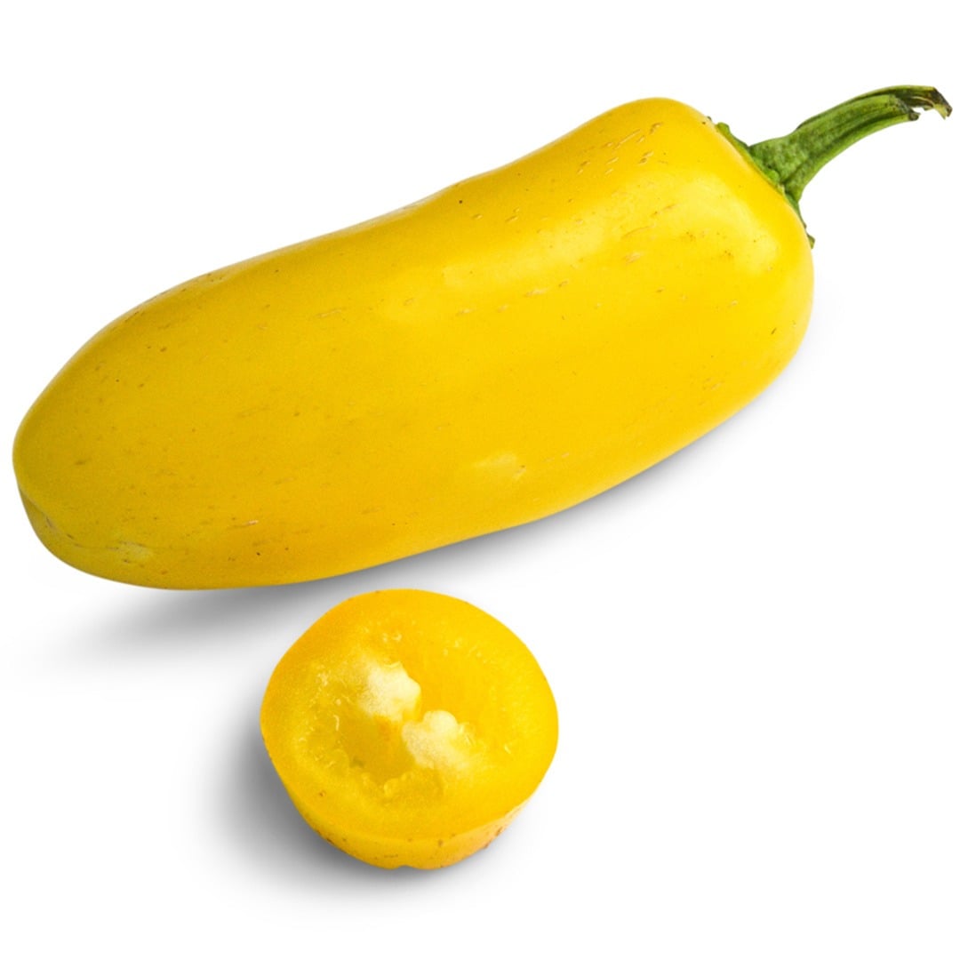 Lemon Spice Jalapeno Hot Pepper on a white background.