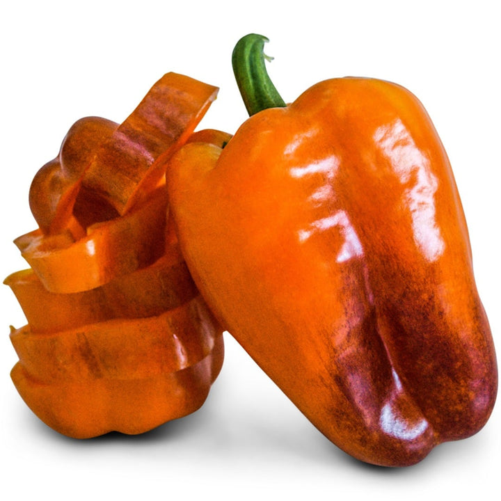 Blot Sweet Pepper with slices on a white background.