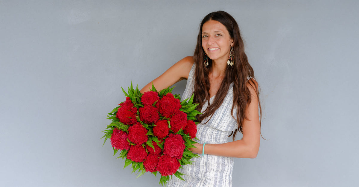 Paige with Chinese Wool Flower celosia