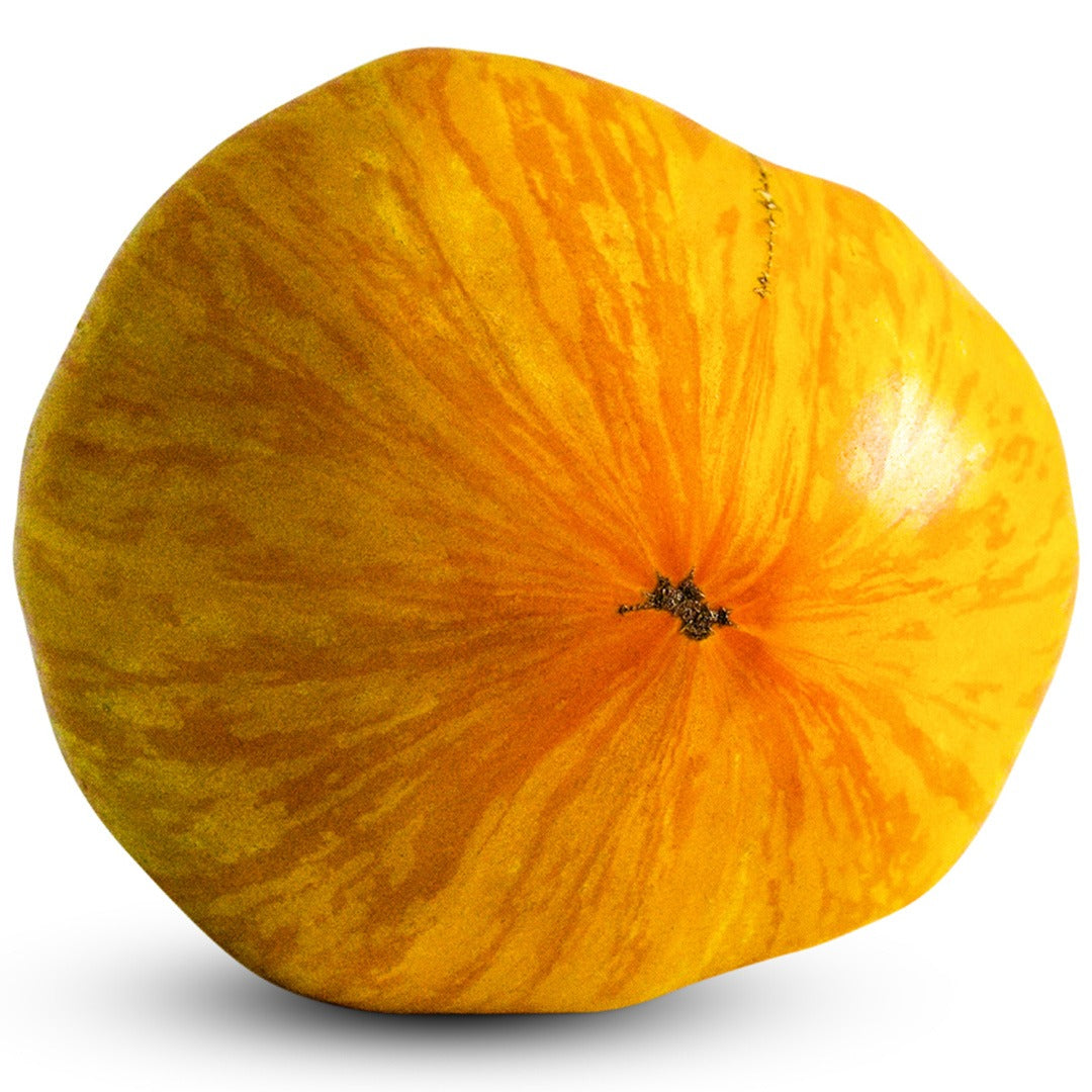 A single Pork Chop Tomato on a white background.