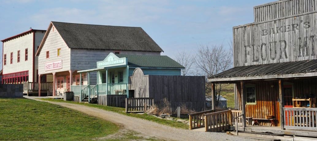 The Ozark village restaurant, mercantile, apothecary and bakery buildings