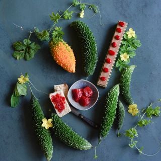 Ganjyu Bitter Melon with seeds and blossoms