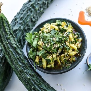 Suyo Long Cucumber with salad.