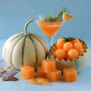 Madhu Ras Melon, balls, jellied and juiced.