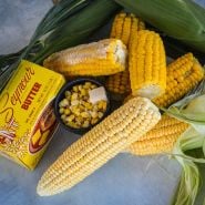 Cooked and raw Damaun KS Super Sweet Corn with butter.