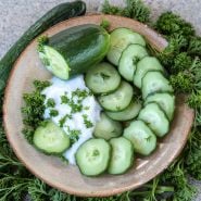 Beit Alpha Cucumber slices with dip.