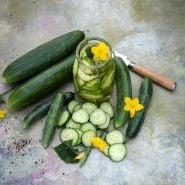Beit Alpha Cucumber slices pickled.