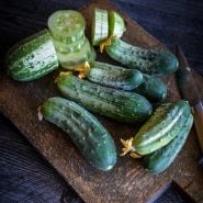 Dar Cucumber on wooden board.