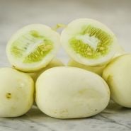 Dragon's Egg cucumber halved.