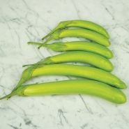 Thai Long Green Eggplant on marble countertop.