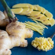 A close-up view of Thai Ginger on dark blue background.