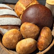 A close-up of bread made from Ms. Debbie’s Rye Starter.