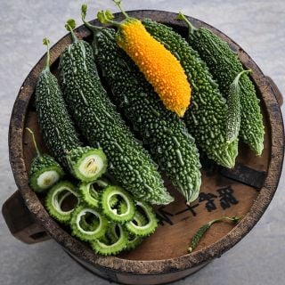 Ganjyu Bitter Melon, whole and sliced
