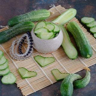 Early Fortune Cucumber slices shaped into hearts.