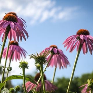 Echinacea Purpurea growing in garden.