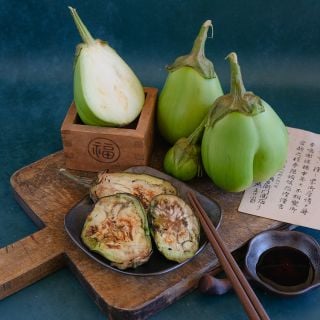 Saitama Eggplant with roasted slices.