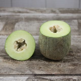 Bateekh Samara Melon cut in half.