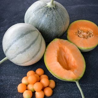 Charentais Melon with melon balls.