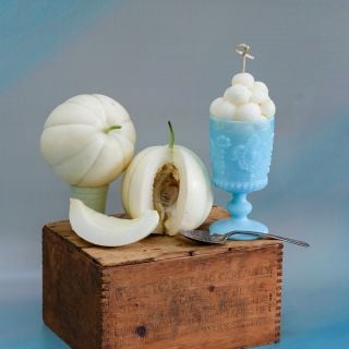 Kiku Melon on wooden box.