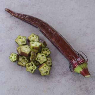 Bowling Red Okra slices.