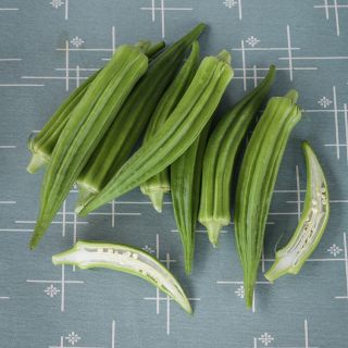 Clemson Spineless Okra pods.