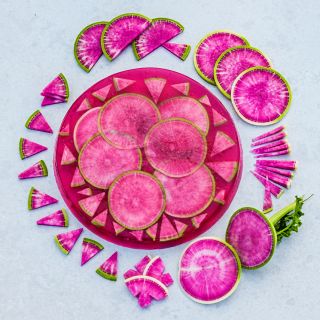 Chiinese Red Meat Radish Jello mold on a light background.