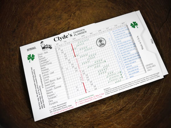 Clyde's Garden Planner on wooden table