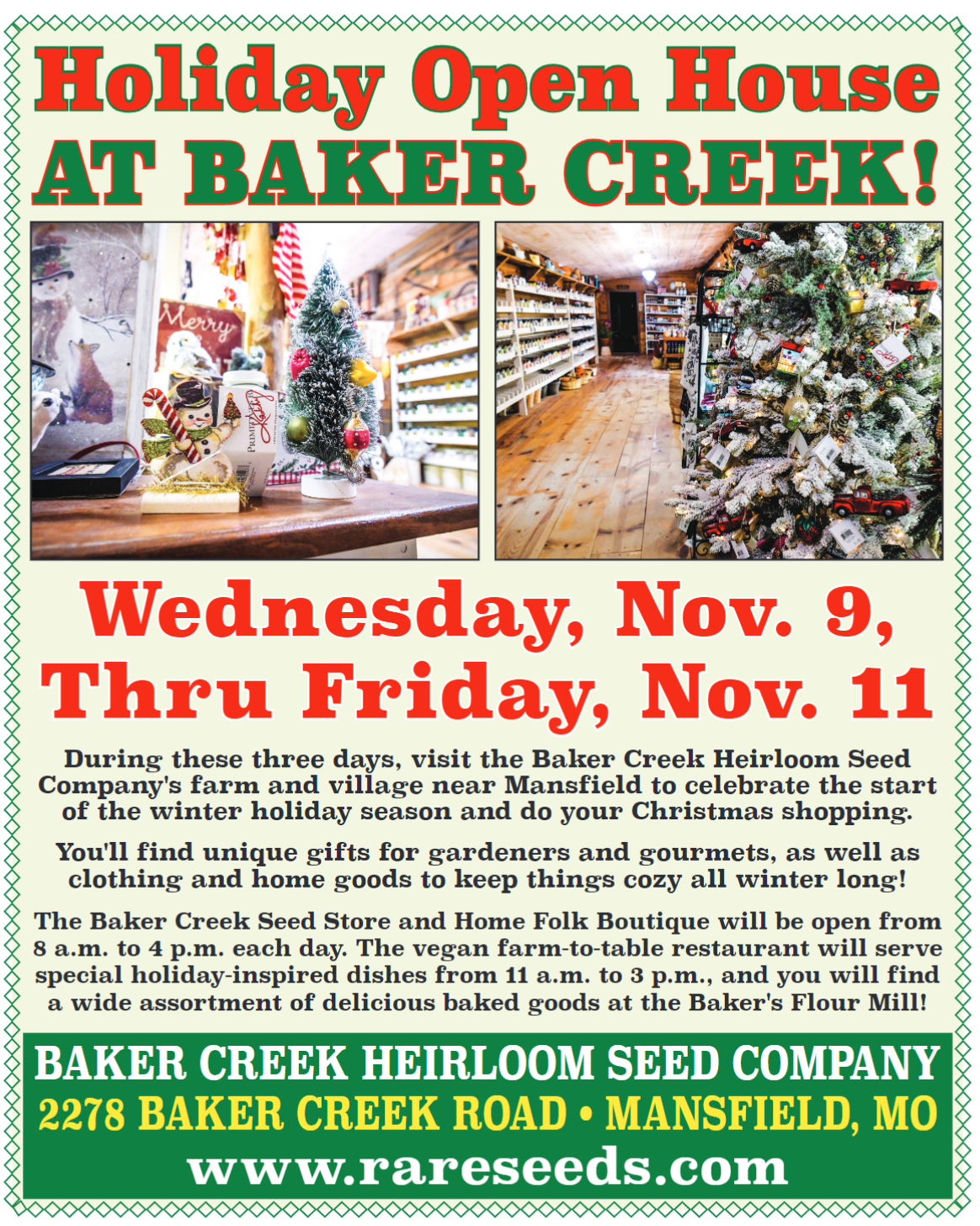 Holiday Open House at Baker Creek